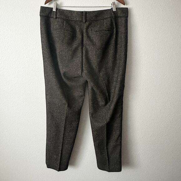 Ann Taylor Wool Tweed Dark Brown Silk Trim Slim Leg Pants Women’s Size 14 - Picture 6 of 12